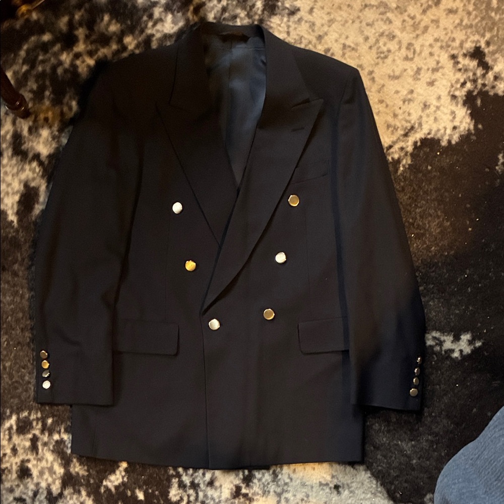 DEEP Navy Double-Breasted Blazer with Gold Buttons